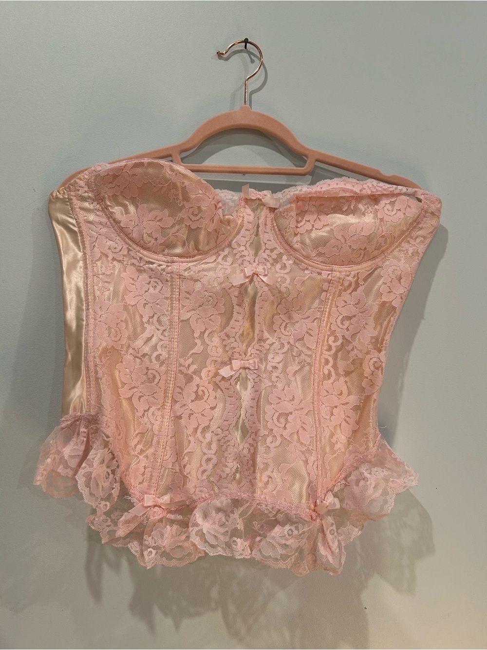 Feminine Pink Lace Bustier Corset Top